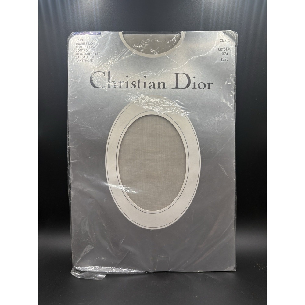 Christian Dior Ultra Sheer Pantyhose Size 1 Crystal Gray Vintage Hosiery